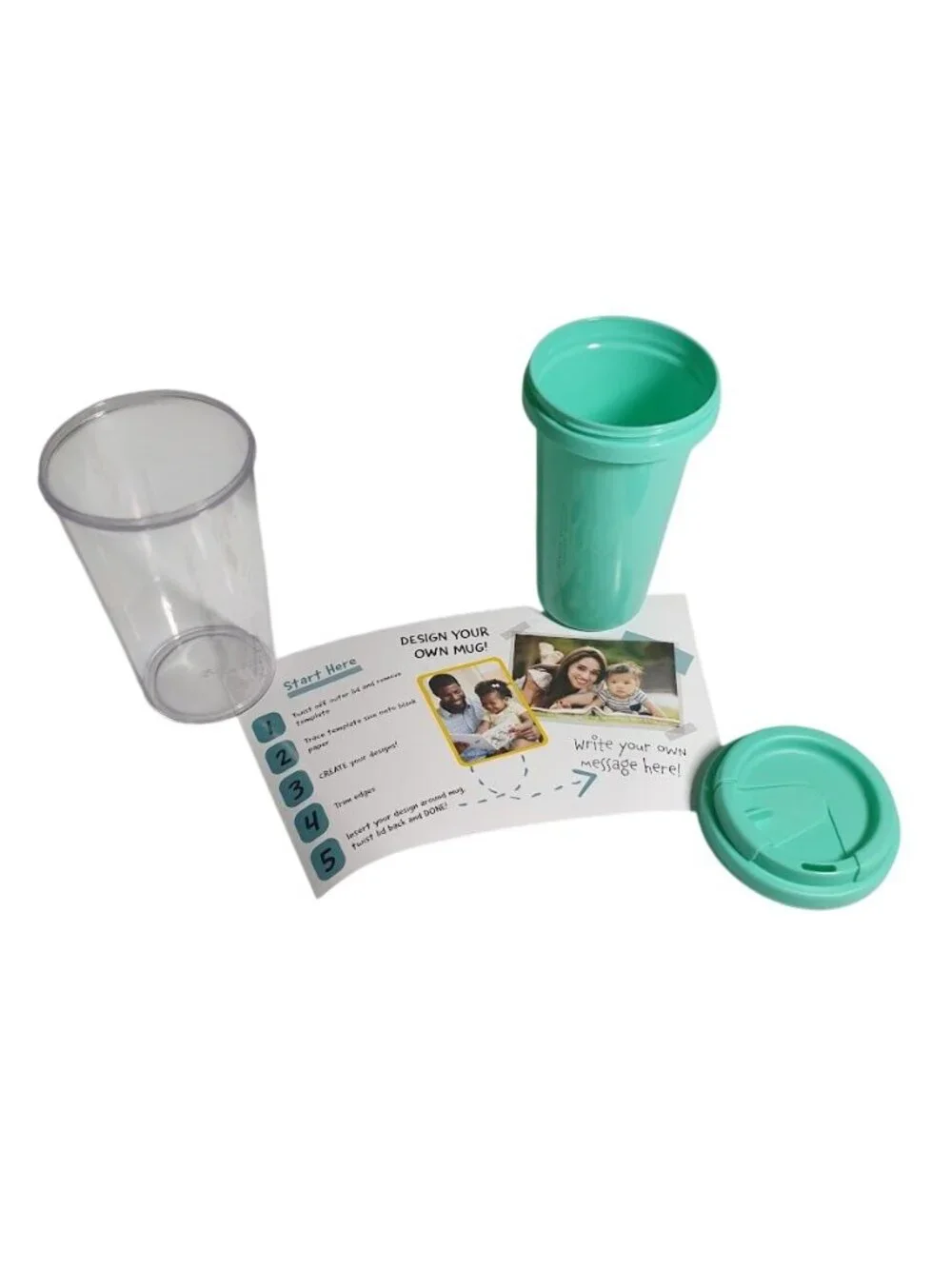 Mint Green Travel Mug Plastic Tumbler Design Your Own Divided Insert Mother Fath